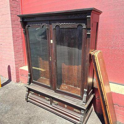 Victorian Glass Front Display Cabinet - 15x18x66”