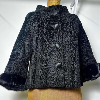 Vintage Persian Lamb Fur Coat W/ Mink Trim 