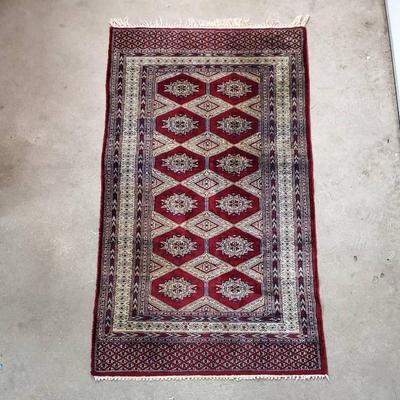 Oriental Geometric Area Rug, Reds & Tans - 3’1”x5x4”