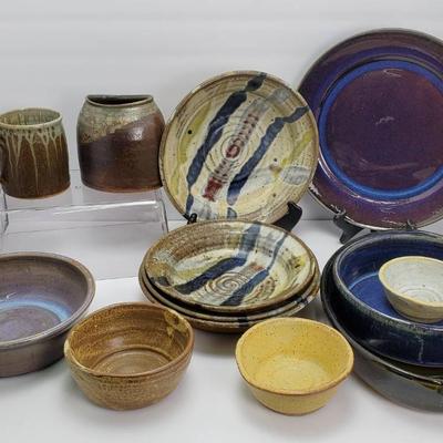 Studio Art Pottery Including Swinging Bridge Plate 10.5” Diameter
