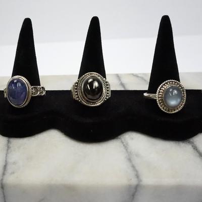 Sterling Silver Cabochon Rings (5)