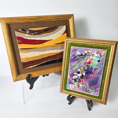 Enameled Wall Art: Jame Stanger Tile 10x11” & Unsigned Metal 9x7” 