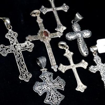 Sterling Silver Cross Pendants (6)