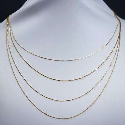 14K Gold Fine Chain Necklaces - 4 Total 16”-18.25”