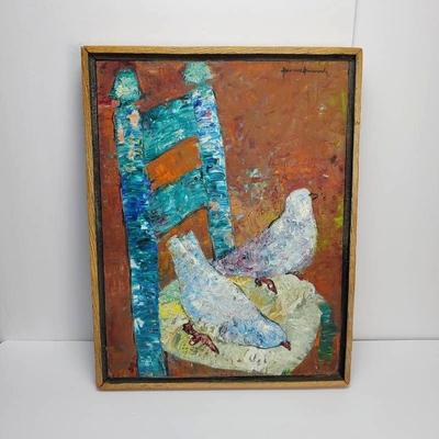 Gesner Armand Signed Painting On Board - Framed 17x13”
