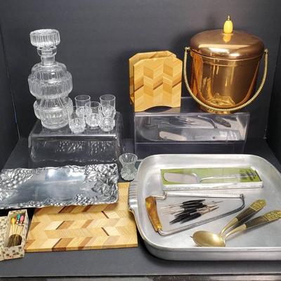 Vintage Decanter Set, Farber Ice Bucket, Wagner Aluminum Cookware & More