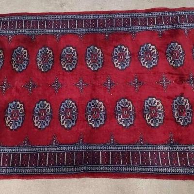 Oriental Area Rug In Reds & Blues - 2’11”x4’9”