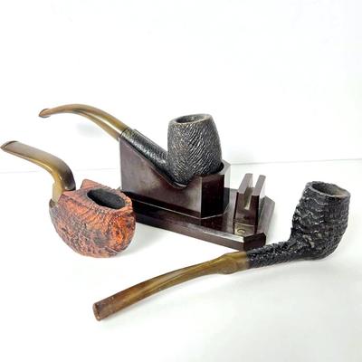 Vintage Estate Pipes: H Simmons Vest Pocket, Savinelli Bent Billiard, Bari De Luxe 737 & Stand
