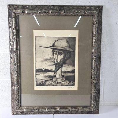Mid Century Signed & Numbered Print Of Don Quijote 