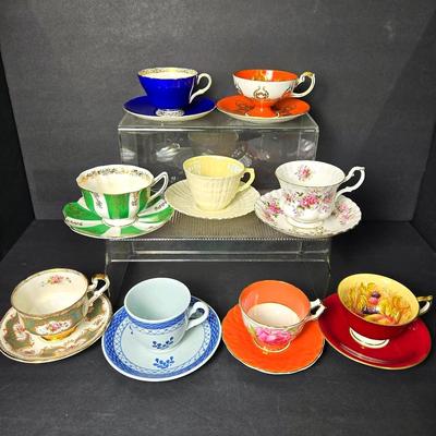 Vintage Bone China Teacup & Saucer Sets – England, Ireland, Denmark (Shelley, Royal Albert, Aynsley)