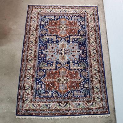 Oriental Area Rug In Blues & Browns - 4’3”x6’3”