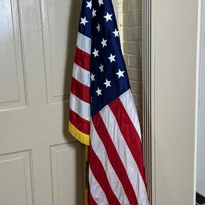 48 star fringed US flag 3x5’ on 78” stand