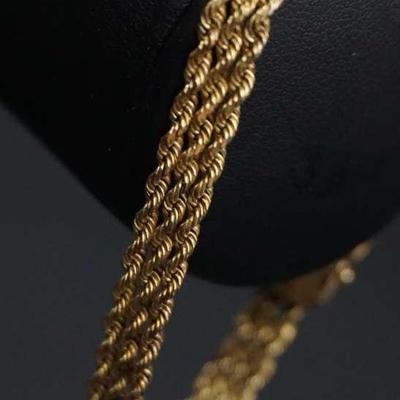 14K Gold Triple Rope Chain Bracelet - 7 1/8"