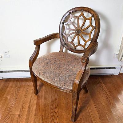 Spider Web Back Arm Chair with Tapestry Upholstery - 23.5"x22"x38.5"