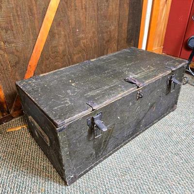 Vintage WWII US Army Foot Locker - American Hardware Co 1942, 32x17x13”