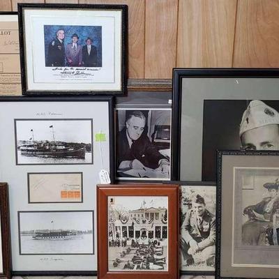 FDR related images including military ballot - framed 12x10” to 27x23”