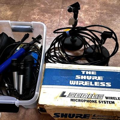 Microphones & more audio equipment -Shure l2/58, Audio Technica mb1000h & more
