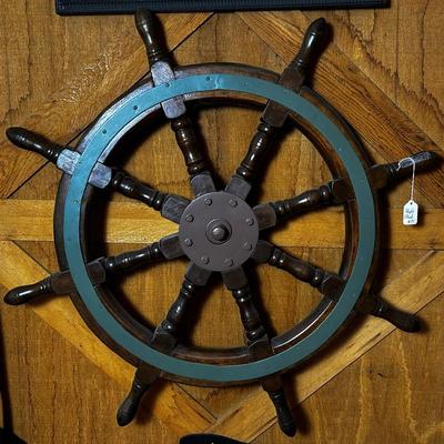 Vintage Wood Ship’s Wheel 36” diameter