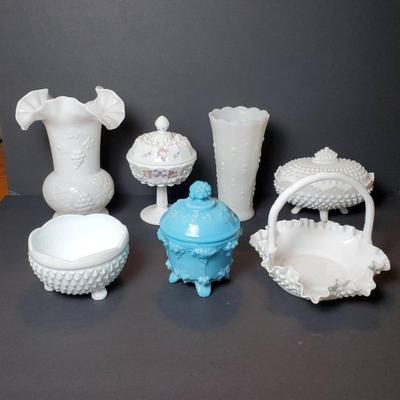 Vintage Milk Glass: Portieux Vallerysthal Blue Opaline, Fenton Hobnail, Westmoreland, More