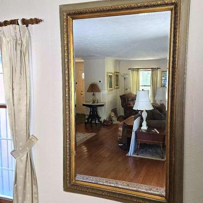 Oversized Gilded Wood & Gesso Framed Beveled Mirror - 5'1"x3'4"