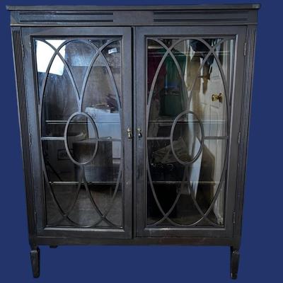 Vintage Glass Front Bookcase - 42x13x51.5