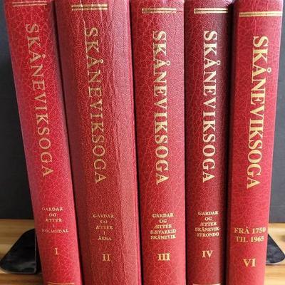 Skåneviksoga Genealogy & Local History Book Set (Volumes I, II, III, IV & VI) – Red Hardcover