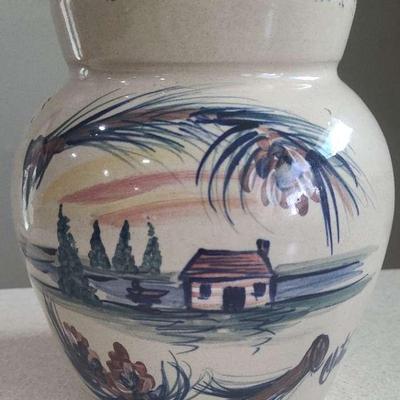 9" Tall Signed Yesteryear Hand Turned Pottery Crock  Marshall Texas