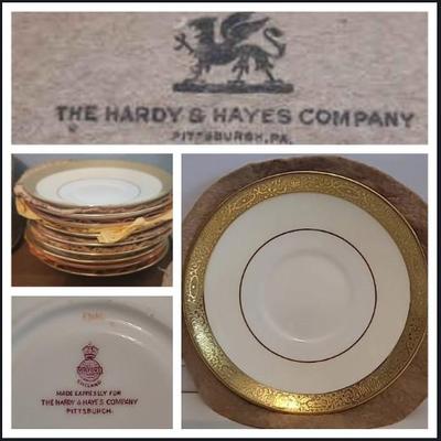 10 Minton England  H3046 Gold Encrusted Rim, Cream White Center Saucers