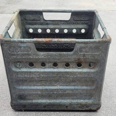 Mid-20th Century Metal Milk Crate Sealtest Dairy Case Protected By Pinkerton Detective Agency 1966