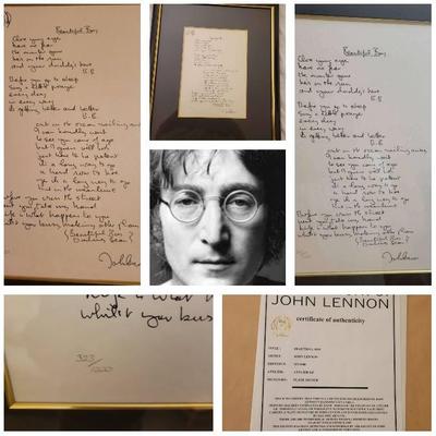 Rare Limited Edition Serigraph John Lennon Handwritten Lyrics For Song "Beautiful Boy" COA 323/1000