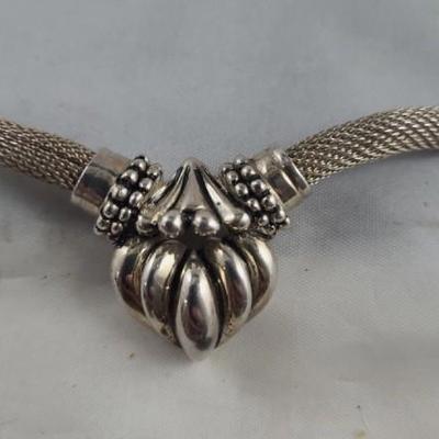 Sterling Silver - Joseph Esposito ESPO SIG Fluted Ribbed Heart Pendant 18" Heavy Necklace