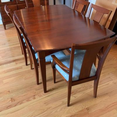 Ethan Allen Modern Wooden Dining Room Table & 6 Chairs