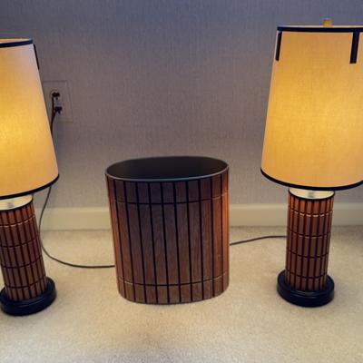 Mid-Century Modern Lamps & Trash Can