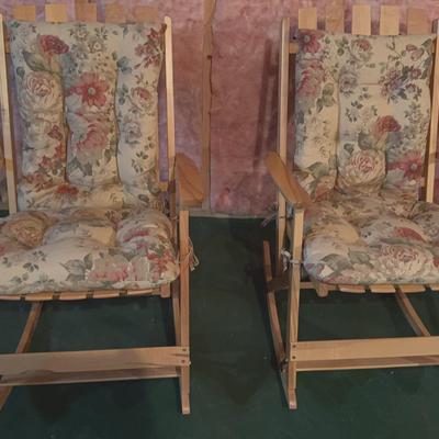 2 made In Canada Wooden Folding Rocking Chairs