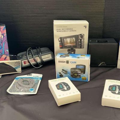 Verbatim External CD/DVD Writer, Sharper Image Dual Dash Cam & Mixed Electronics Bundle