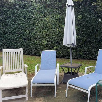 Patio Chaise Lounge Chairs, Umbrella & Outdoor Tables