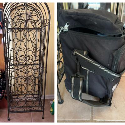 Wrought Iron Wine Rack Cabinet & Insulated Wine Carrier