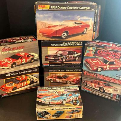Dale Earnhardt, Bill Elliott & Richard Petty Stock Car Model Kits Featuring 1969 Dodge Daytona