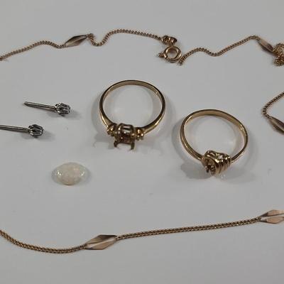 10K Necklace, Rings And Earrings 