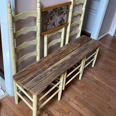 Rustic Farmhouse Bench Crafted from Vintage Ladder-Back Chairs