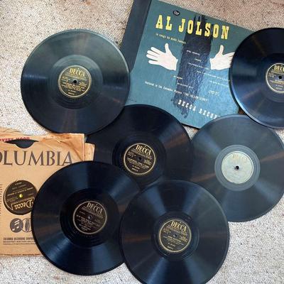 Vintage 78 RPM Records Including Al Jolson Decca Set & Columbia Sleeves