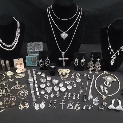 Gold Tone, Silver Tone, Pearl And Rhinestone Jewelry 