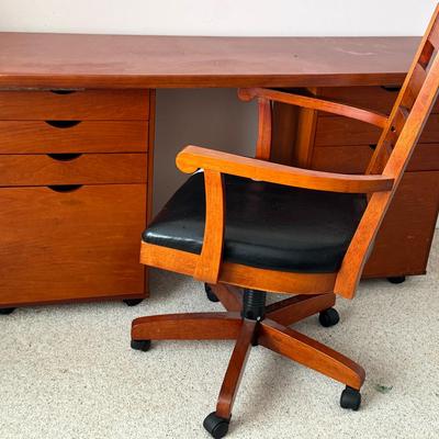 Wooden Desk with Rolling Office Chair
