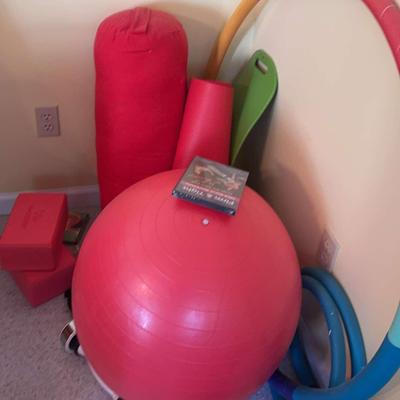 Home Fitness & Yoga Equipment with Promic Exercise Ball, Boxing Bag, and Accessories