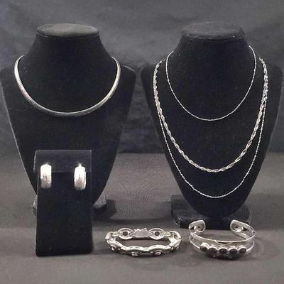 Sterling Earrings, Bracelets And Necklaces