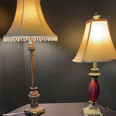 Pair of Decorative Table Lamps – Resin & Glass