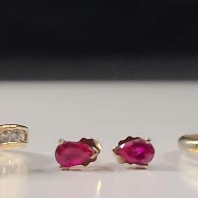 10K Ruby Teardrop Earrings With Rings