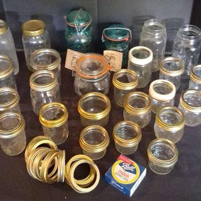 Collection of Vintage Mason Jars with Lids – Various Sizes