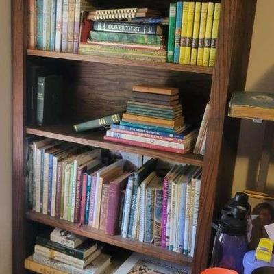 Tall Wooden Bookshelf with Six Shelves