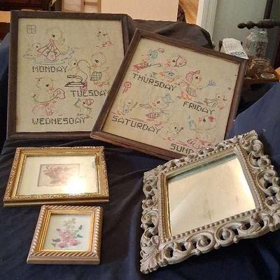 Framed Vintage Embroidery Collection – Ducklings Days of the Week & More